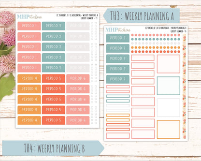 AUGUST Stickers for EC Teacher Lesson Planner - Horizontal Layout. 2026 Collection "Groovy Summer" || ECTH