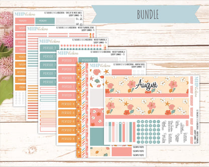 AUGUST Stickers for EC Teacher Lesson Planner - Horizontal Layout. 2026 Collection "Groovy Summer" || ECTH