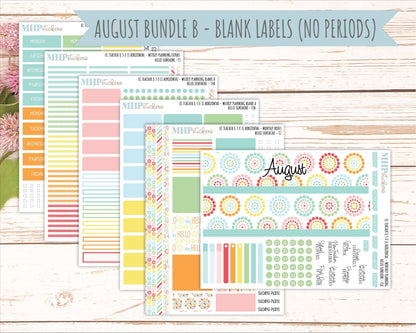 AUGUST Stickers for EC Teacher Lesson Planner - Horizontal Layout. 2026 Collection "Hello Sunshine" || ECTH