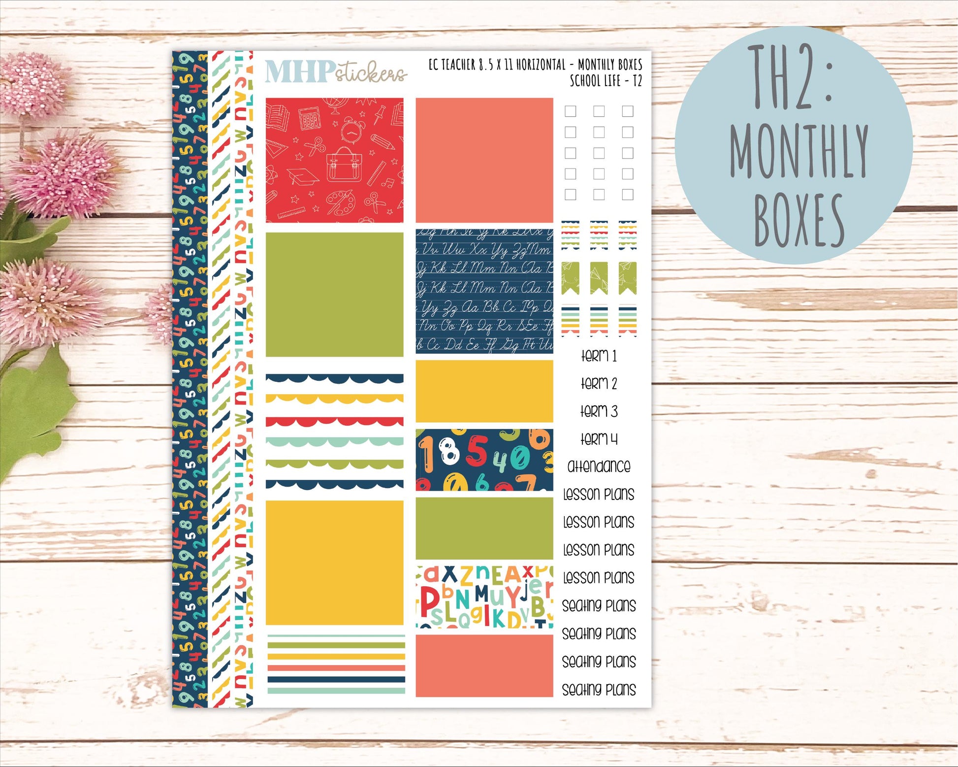 AUGUST & SEPTEMBER Stickers for Erin Condren Teacher Lesson Planner - Horizontal Layout. 2026 Collection "School Life" || ECTH
