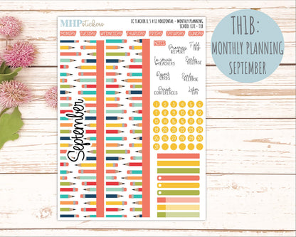 AUGUST & SEPTEMBER Stickers for Erin Condren Teacher Lesson Planner - Horizontal Layout. 2026 Collection "School Life" || ECTH