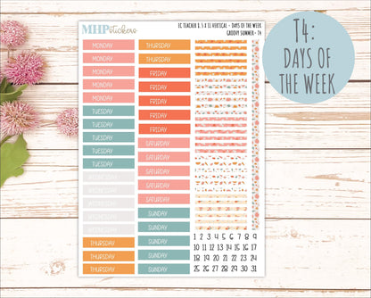 AUGUST Stickers for EC Teacher Lesson Planner - Vertical Layout. 2026 Collection "Groovy Summer" || ECTV