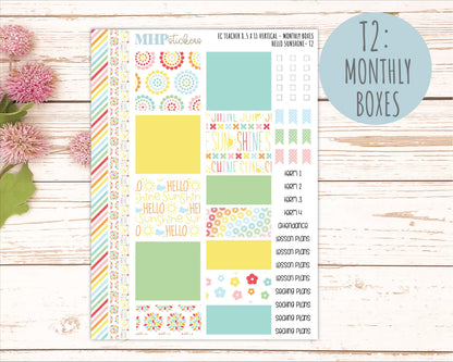 AUGUST Stickers for EC Teacher Lesson Planner - Vertical Layout. 2026 Collection "Hello Sunshine" || ECTV