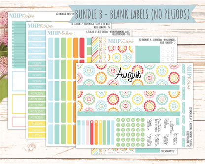 AUGUST Stickers for EC Teacher Lesson Planner - Vertical Layout. 2026 Collection "Hello Sunshine" || ECTV