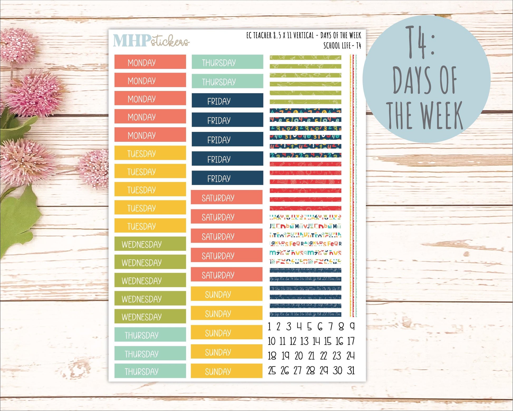 AUGUST & SEPTEMBER Stickers for Erin Condren Teacher Lesson Planner - Vertical Layout. 2026 Collection "Hello Sunshine" || ECTV