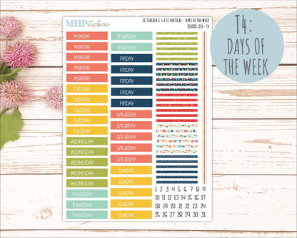AUGUST & SEPTEMBER Stickers for Erin Condren Teacher Lesson Planner - Vertical Layout. 2026 Collection "Hello Sunshine" || ECTV