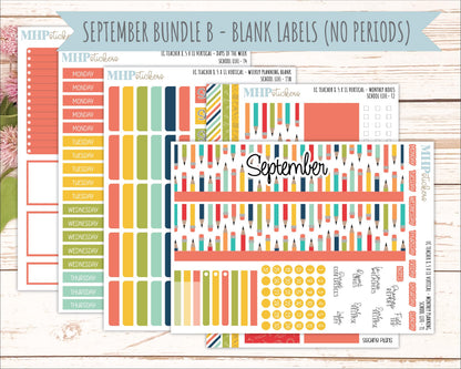 AUGUST & SEPTEMBER Stickers for Erin Condren Teacher Lesson Planner - Vertical Layout. 2026 Collection "Hello Sunshine" || ECTV