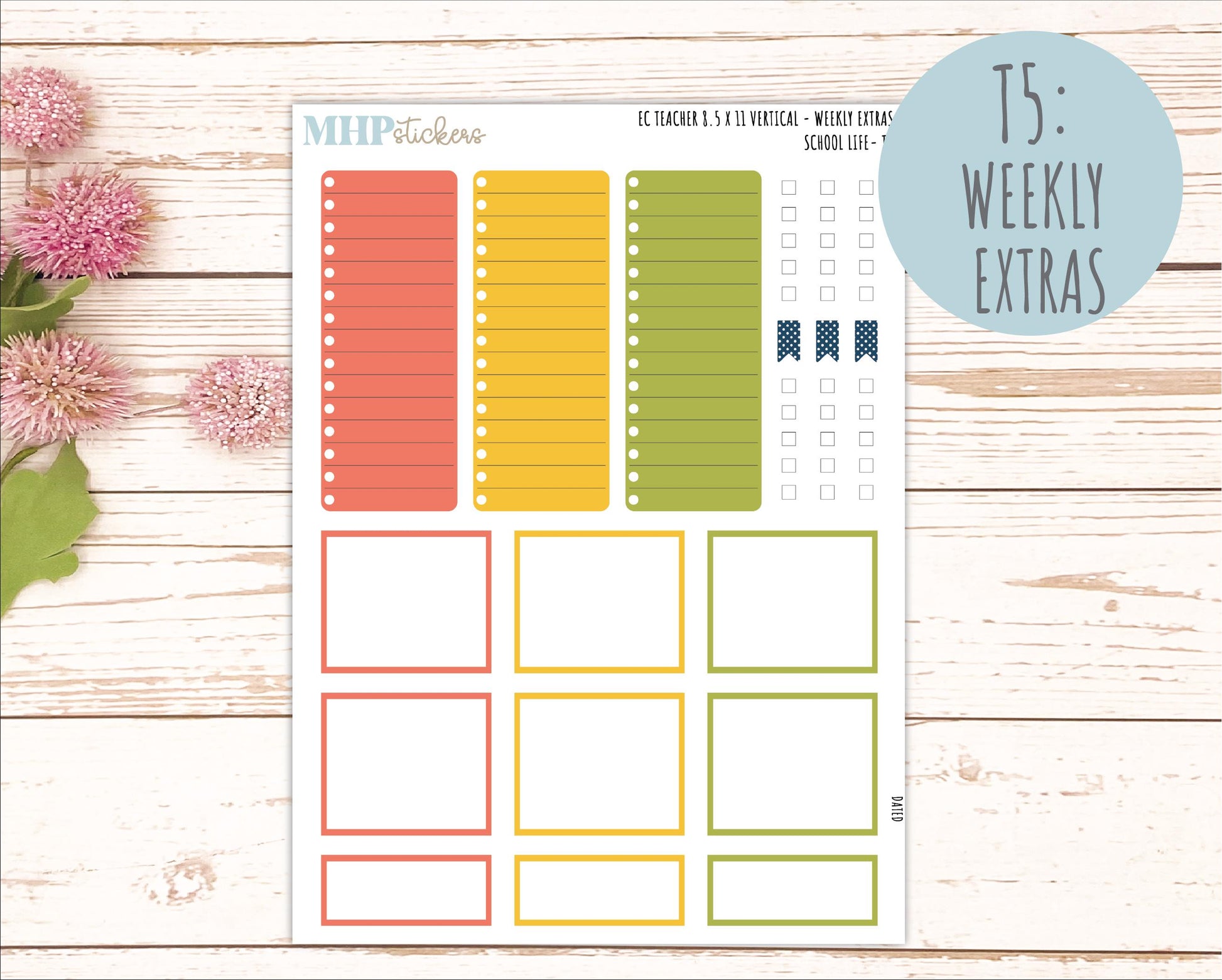 AUGUST & SEPTEMBER Stickers for Erin Condren Teacher Lesson Planner - Vertical Layout. 2026 Collection "Hello Sunshine" || ECTV