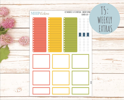 AUGUST & SEPTEMBER Stickers for Erin Condren Teacher Lesson Planner - Vertical Layout. 2026 Collection "Hello Sunshine" || ECTV
