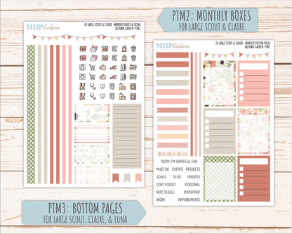 SEPTEMBER 2026 Stickers for the Large Scout, Large Claire, and Large Luna Laurel Denise Planners "Autumn Garden" || PT