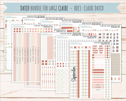 SEPTEMBER 2026 Stickers for the Large Scout, Large Claire, and Large Luna Laurel Denise Planners "Autumn Garden" || PT