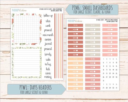SEPTEMBER 2026 Stickers for the Large Scout, Large Claire, and Large Luna Laurel Denise Planners "Autumn Garden" || PT