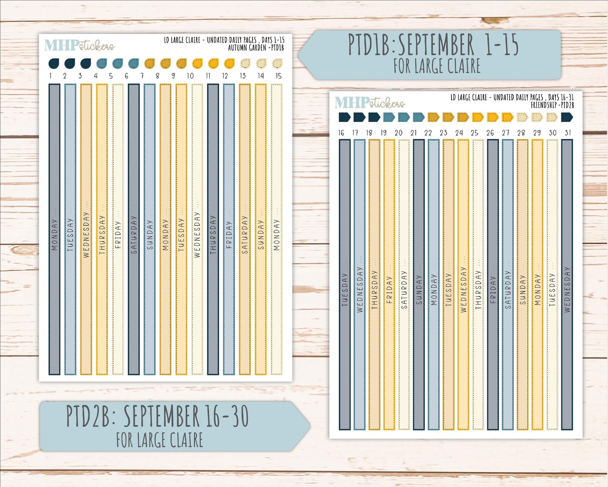 SEPTEMBER 2026 Stickers for the Large Scout, Large Claire, and Large Luna Laurel Denise Planners "Friendship" || PT