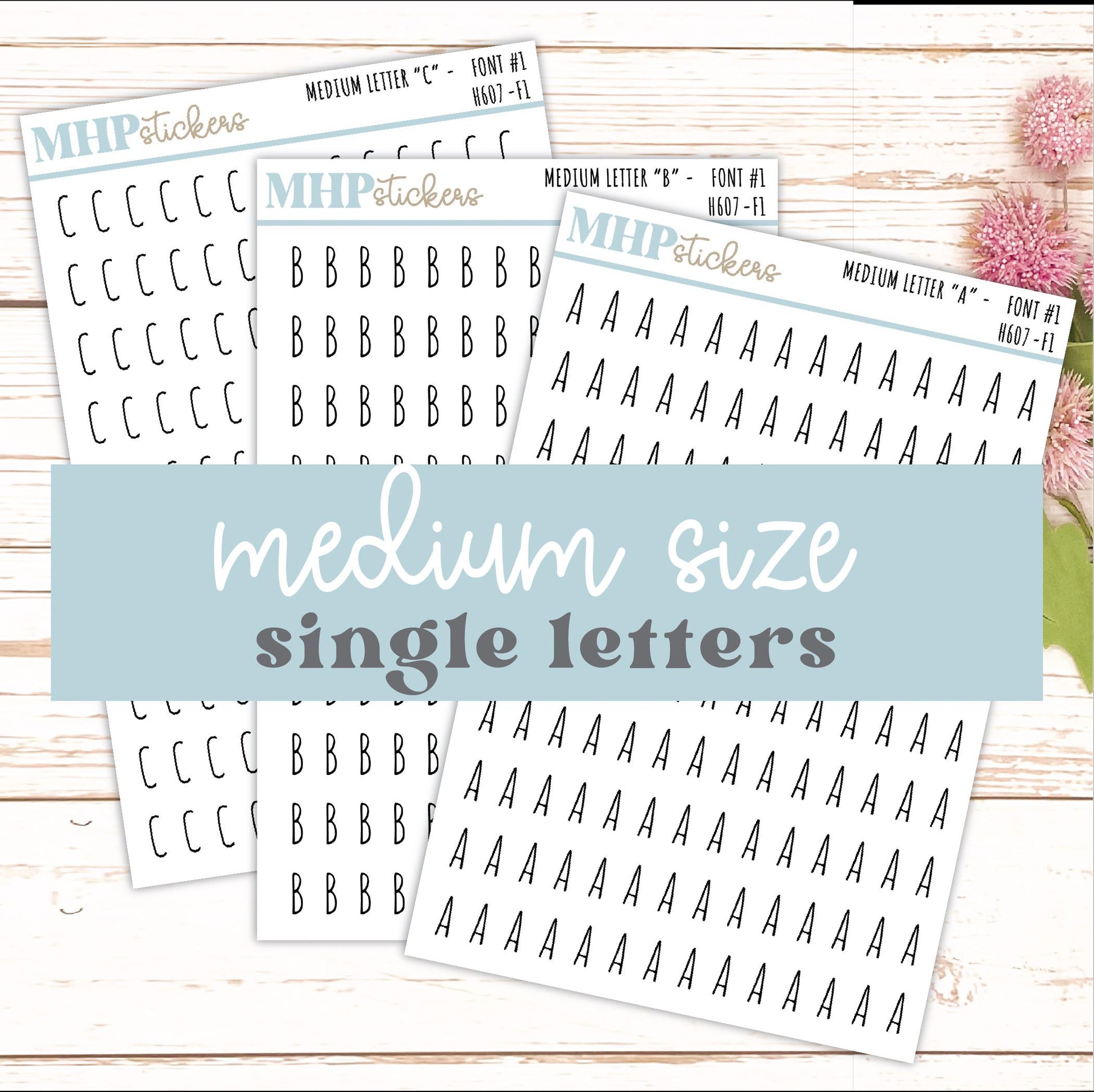 Single Letter Stickers - Medium Size Stickers || H607
