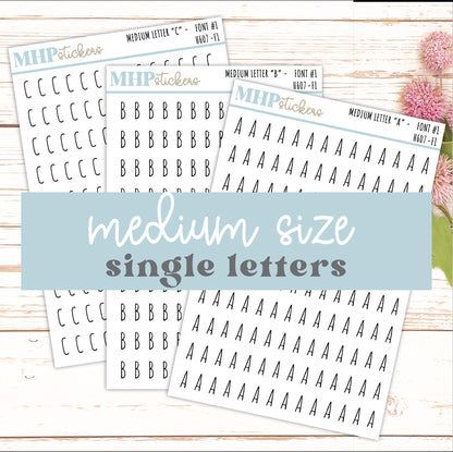 Single Letter Stickers - Medium Size Stickers || H607