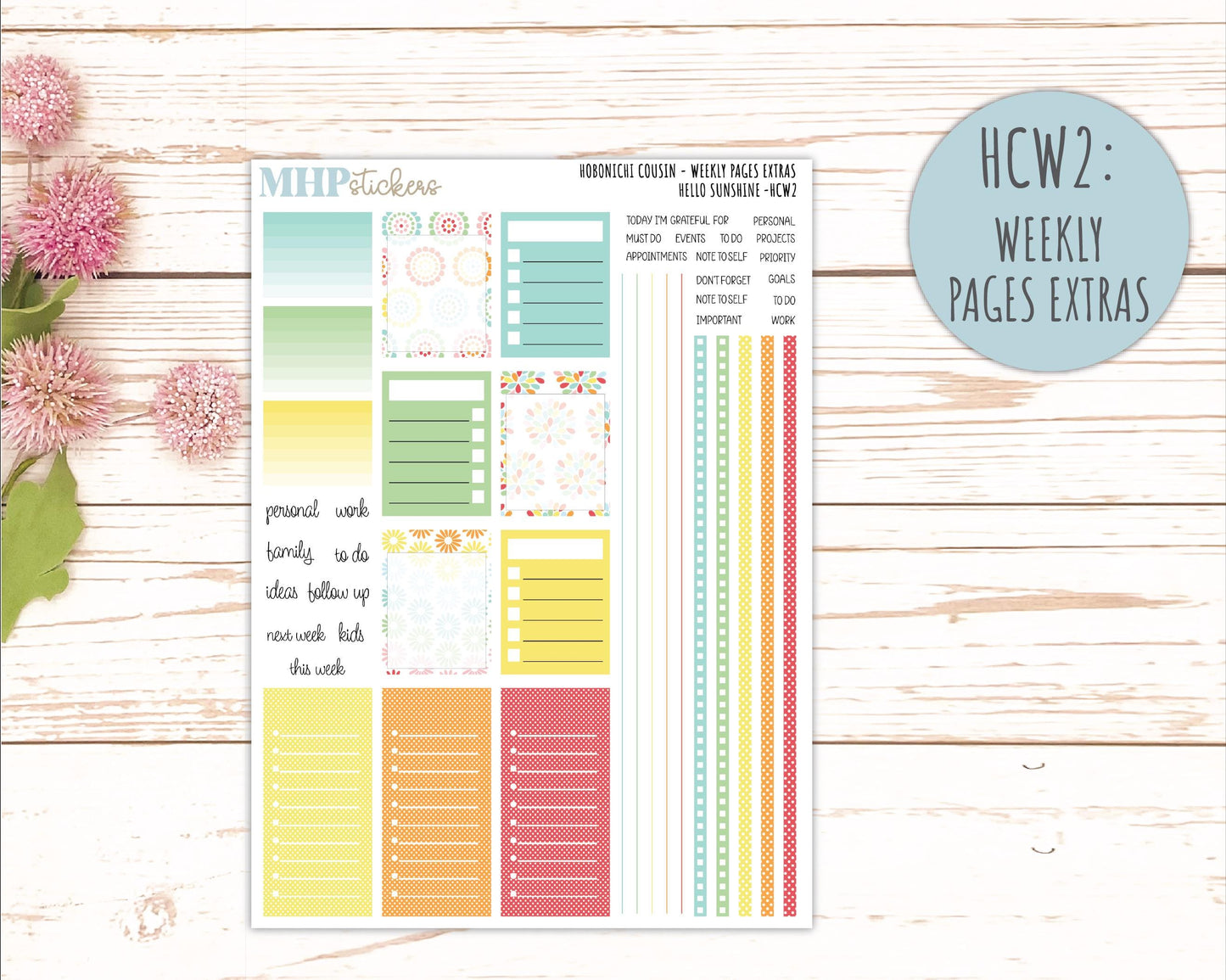 AUGUST 2026 Stickers for Hobonichi Cousin. A5 Planners "Hello Sunshine" || HC