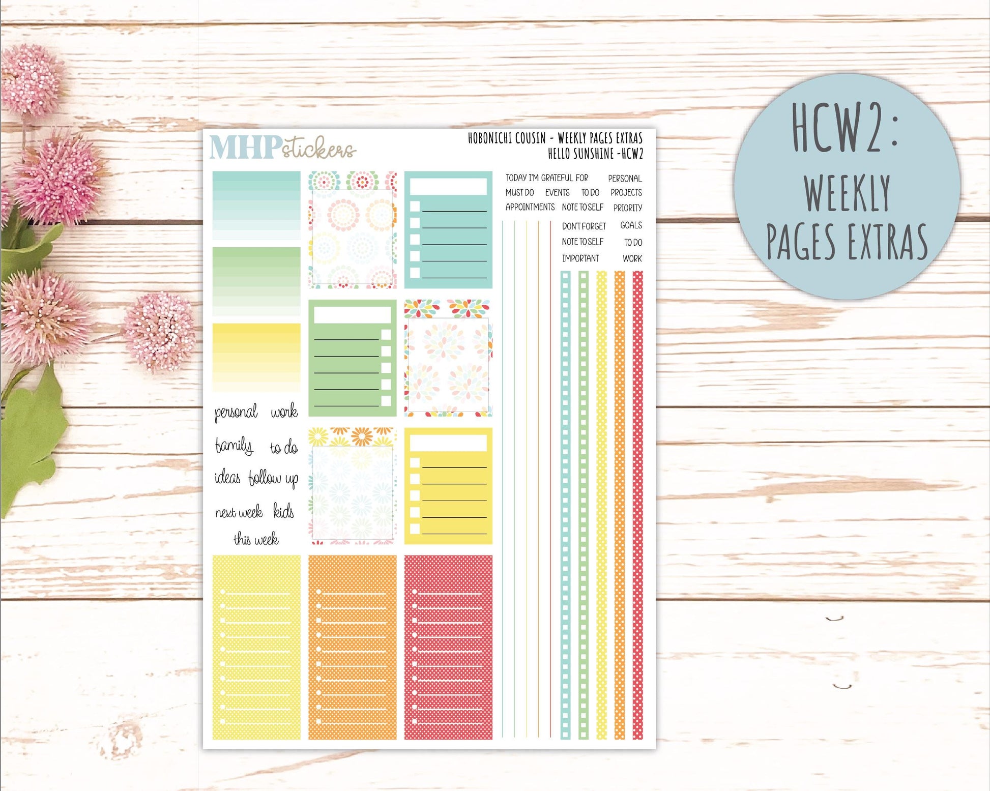 AUGUST 2026 Stickers for Hobonichi Cousin. A5 Planners "Hello Sunshine" || HC