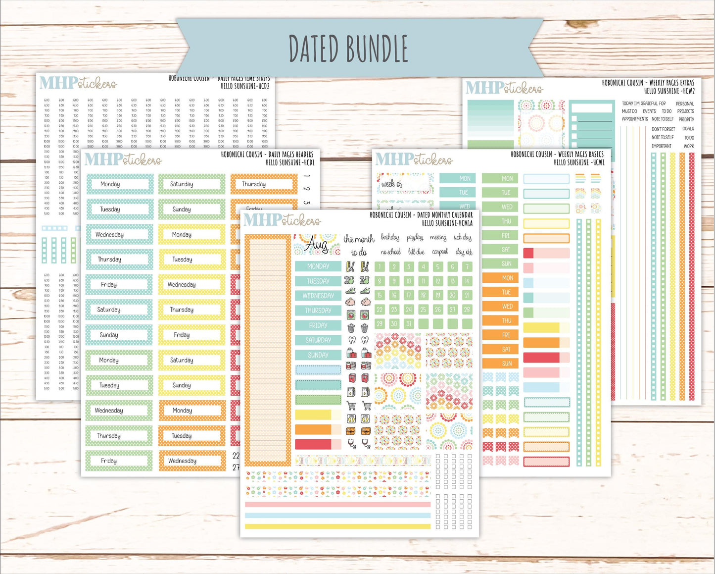 AUGUST 2026 Stickers for Hobonichi Cousin. A5 Planners "Hello Sunshine" || HC