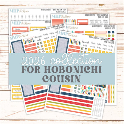 AUGUST & SEPTEMBER 2026 Stickers for Hobonichi Cousin. A5 Planners "School Life" || HC