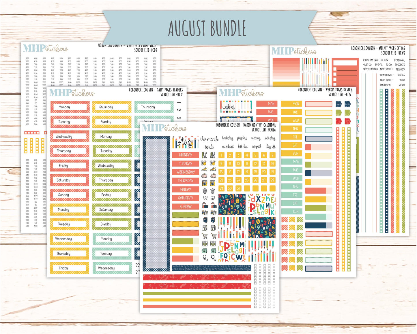 AUGUST & SEPTEMBER 2026 Stickers for Hobonichi Cousin. A5 Planners "School Life" || HC