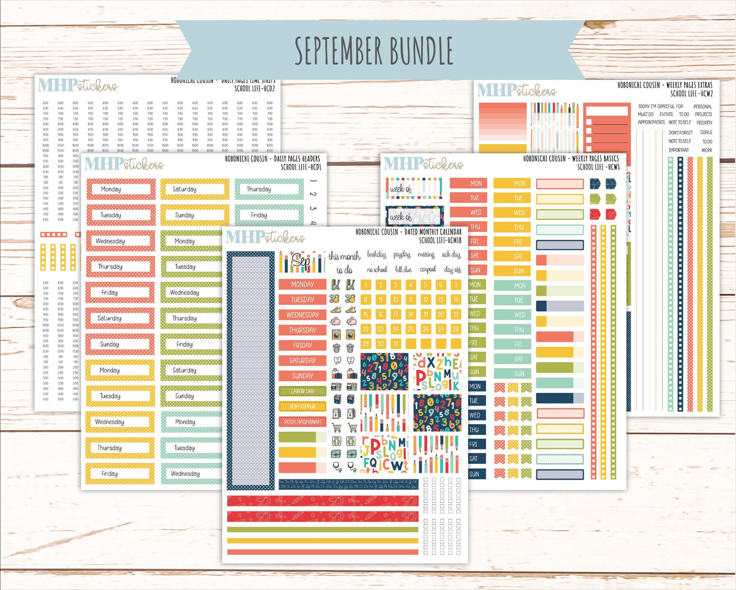 AUGUST & SEPTEMBER 2026 Stickers for Hobonichi Cousin. A5 Planners "School Life" || HC