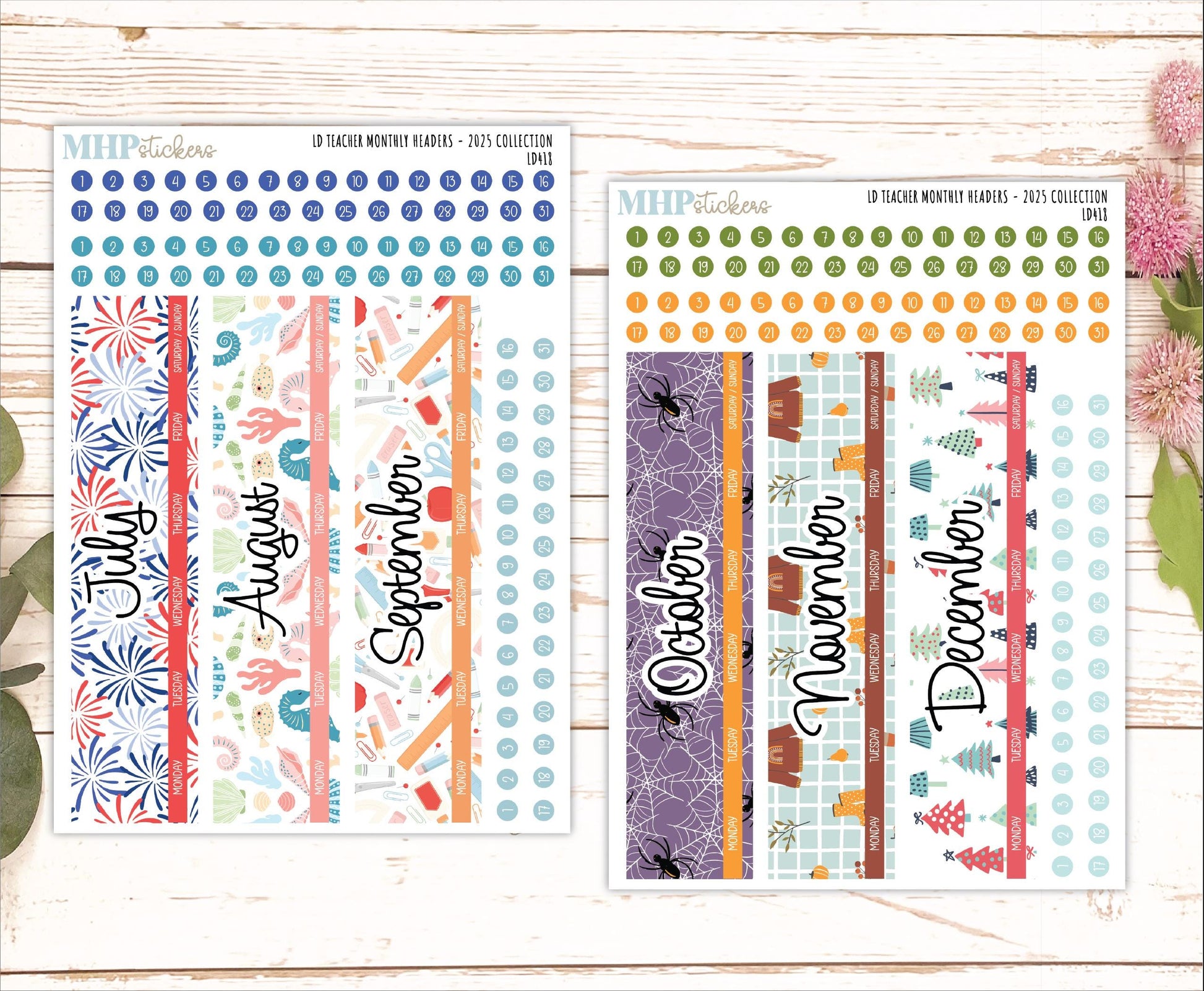 2025 Monthly Headers Set for The Valerie Laurel Denise Planners || LD418