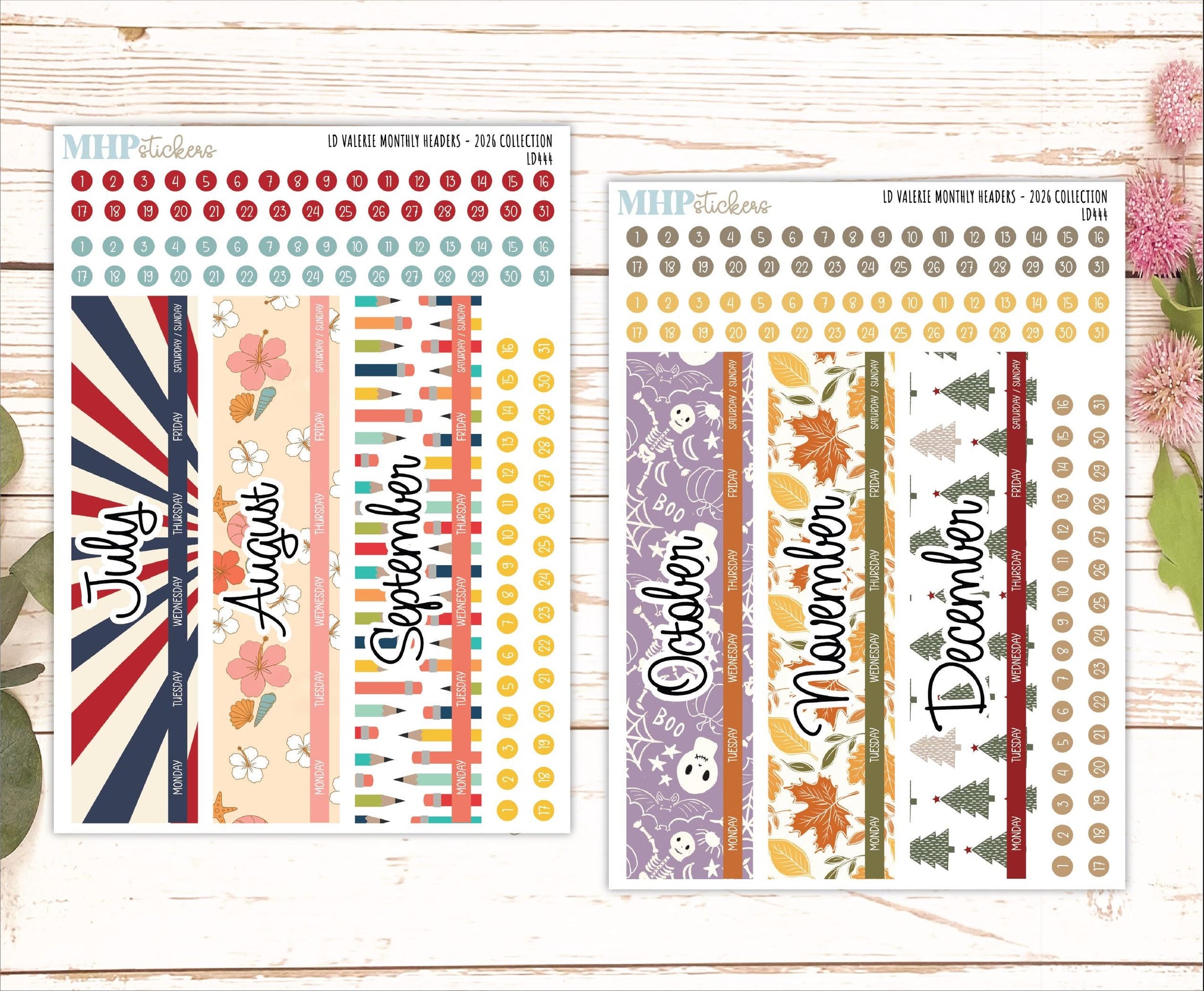 2026 Monthly Headers Set for The Valerie Laurel Denise Planners || LD444