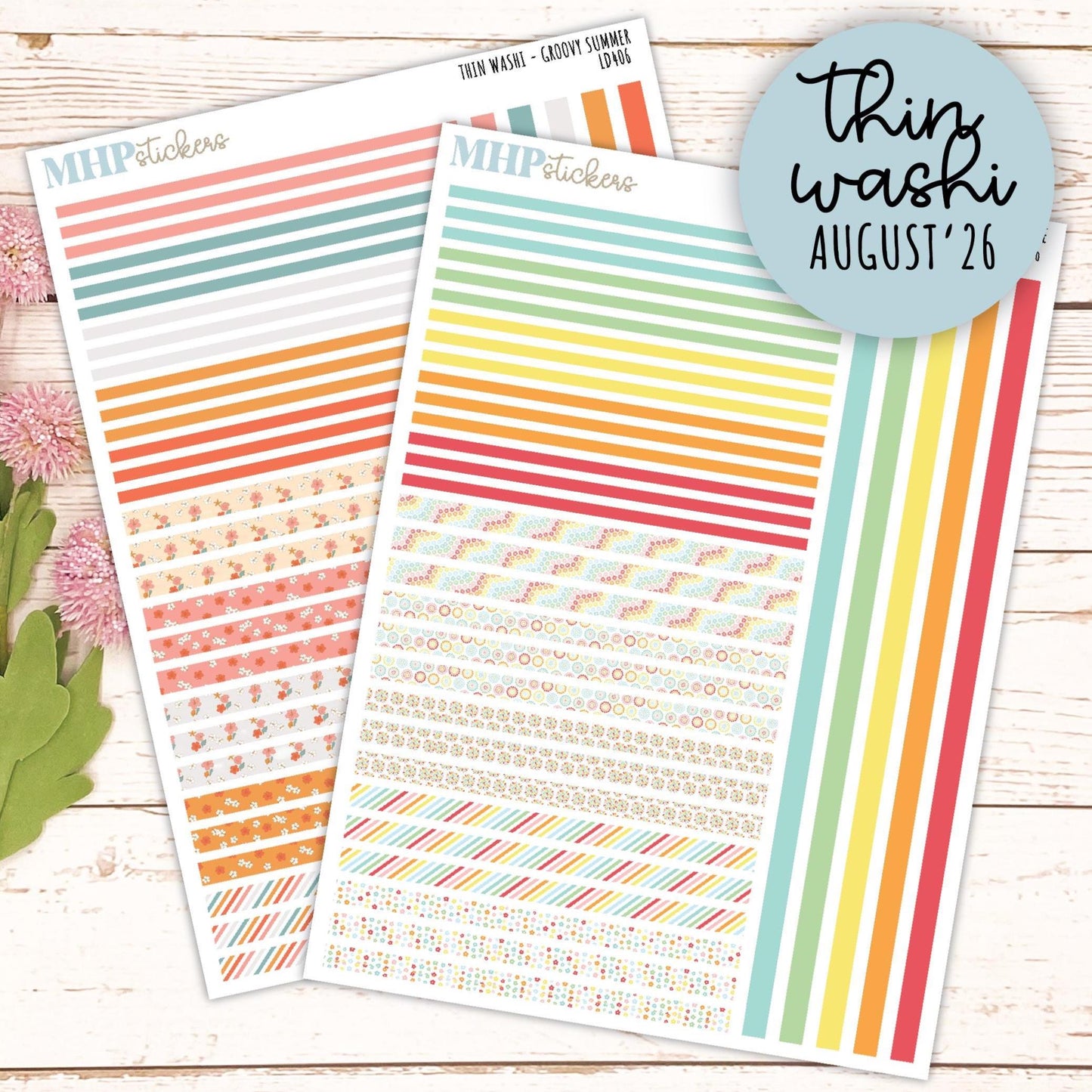 Thin Washi for Laurel Denise Planners. Planner Stickers AUGUST '26 || LD406