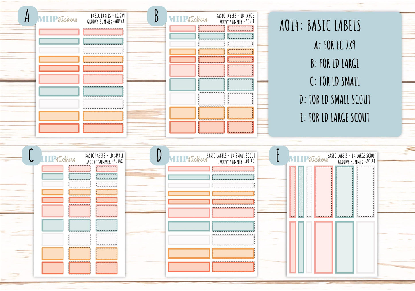 Basic Labels & Habit Trackers. ADD-Ons for Monthly Kits "Groovy Summer" || AOBL