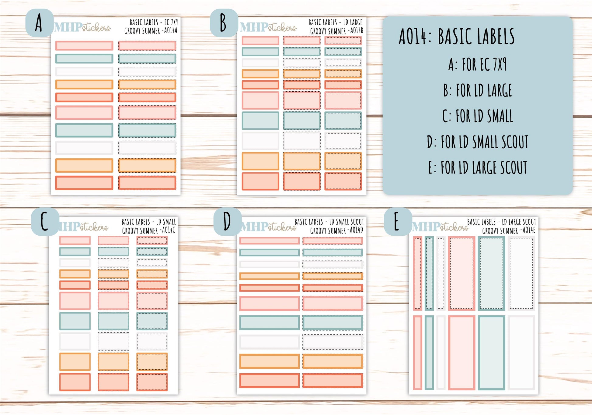 Basic Labels & Habit Trackers. ADD-Ons for Monthly Kits "Groovy Summer" || AOBL