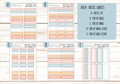 Basic Labels & Habit Trackers. ADD-Ons for Monthly Kits "Groovy Summer" || AOBL