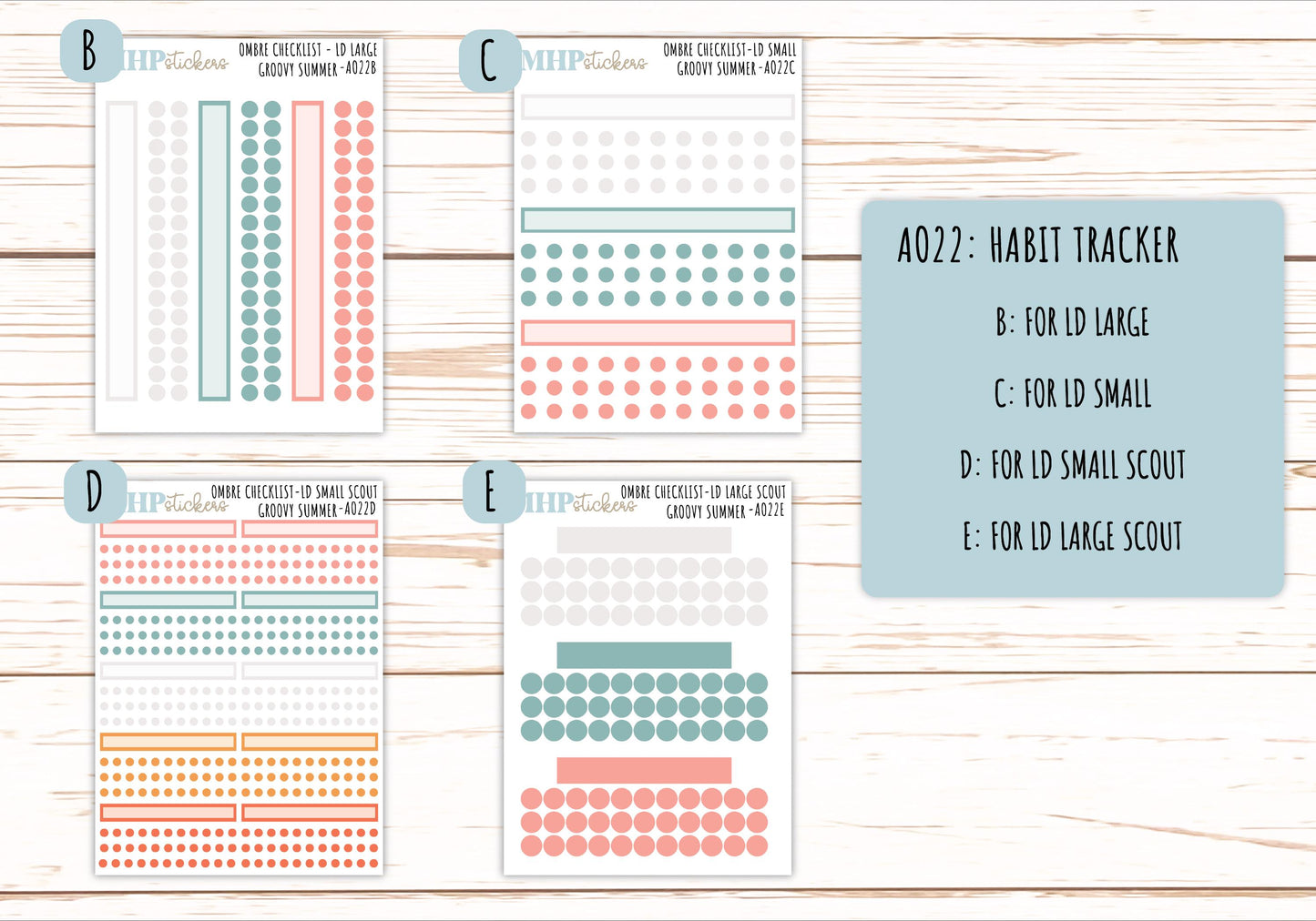 Basic Labels & Habit Trackers. ADD-Ons for Monthly Kits "Groovy Summer" || AOBL