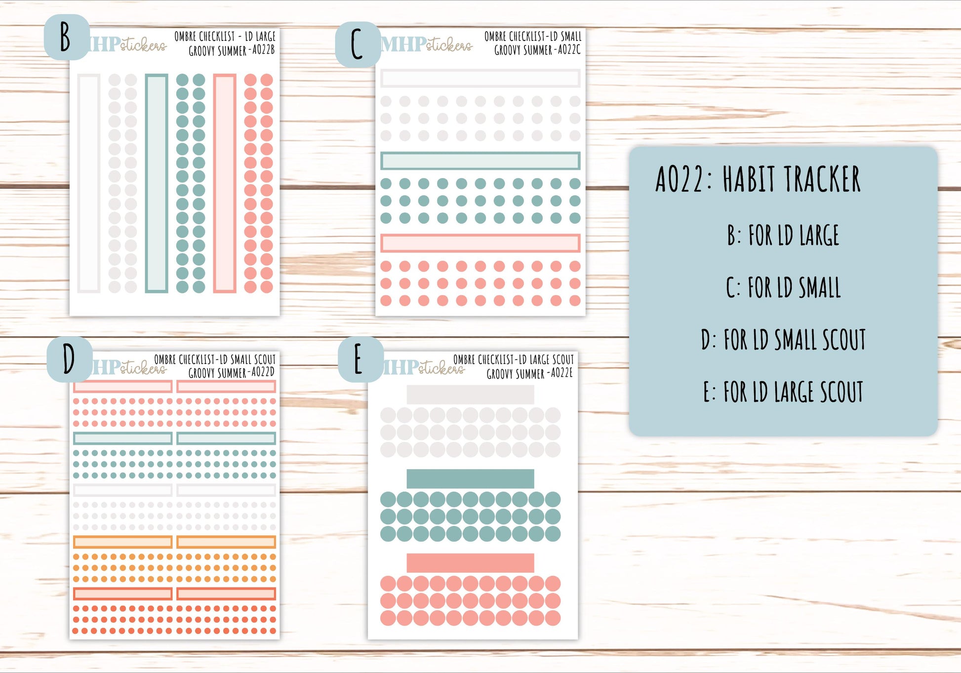 Basic Labels & Habit Trackers. ADD-Ons for Monthly Kits "Groovy Summer" || AOBL