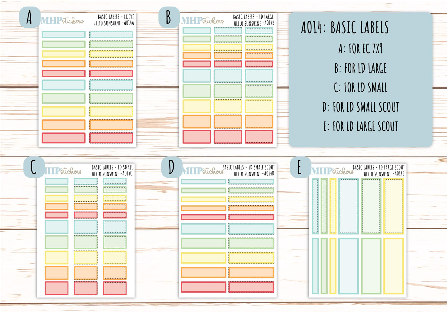 Basic Labels & Habit Trackers. ADD-Ons for Monthly Kits "Hello Sunshine" || AOBL