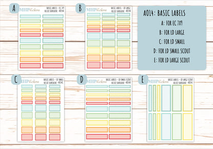 Basic Labels & Habit Trackers. ADD-Ons for Monthly Kits "Hello Sunshine" || AOBL