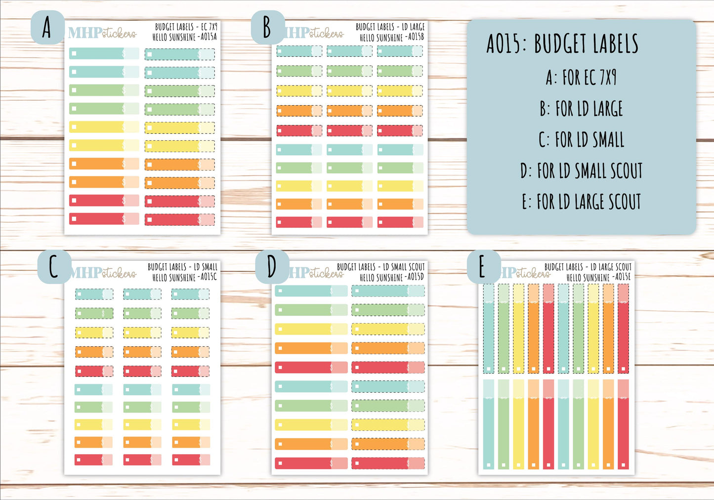 Basic Labels & Habit Trackers. ADD-Ons for Monthly Kits "Hello Sunshine" || AOBL