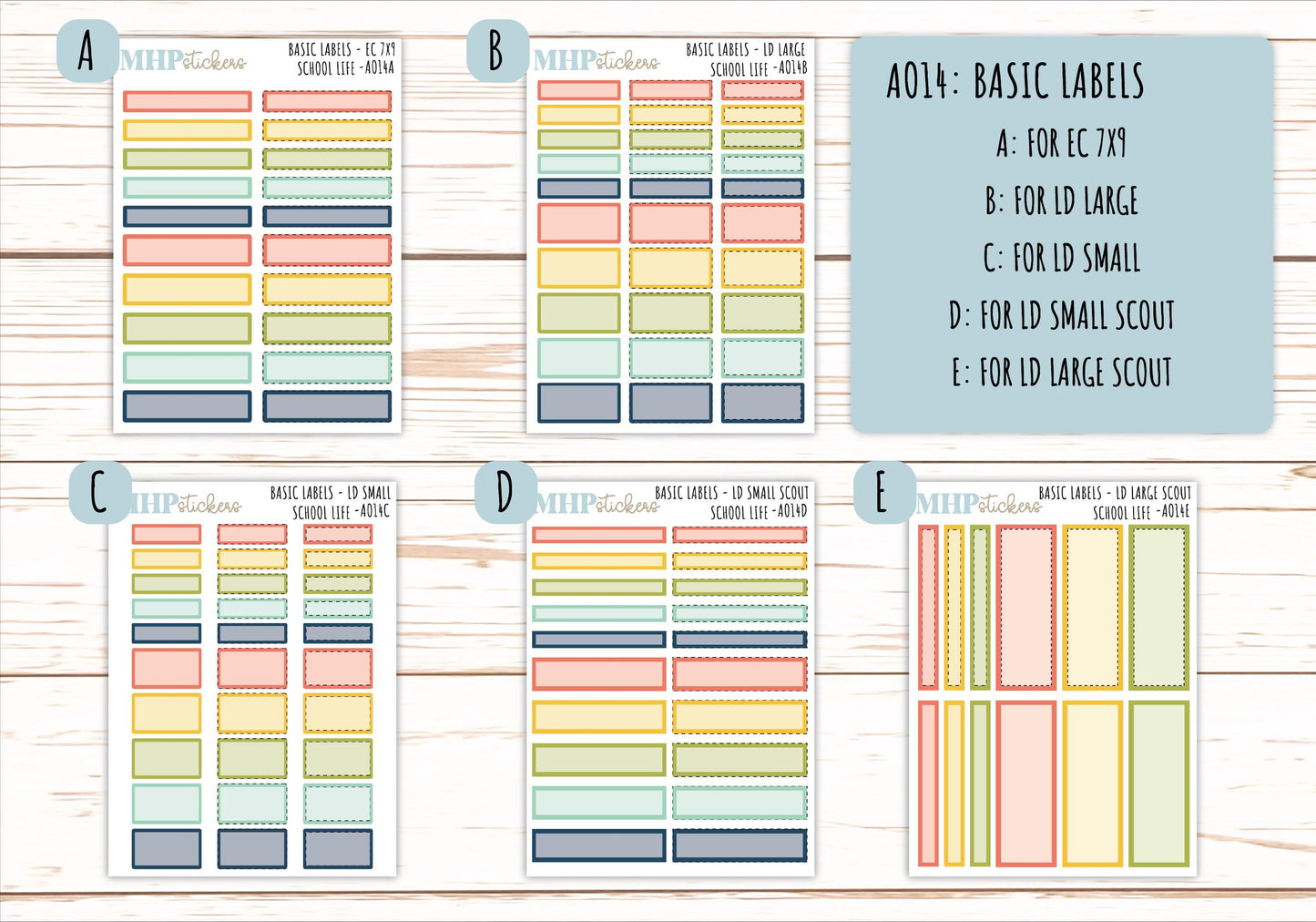 Basic Labels & Habit Trackers. ADD-Ons for Monthly Kits "School Life" || AOBL