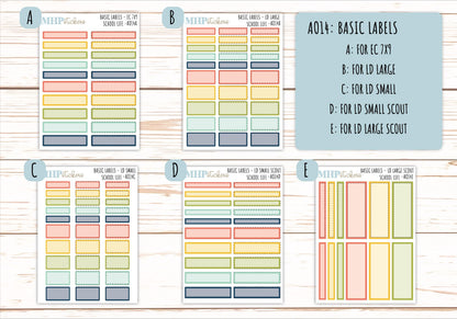 Basic Labels & Habit Trackers. ADD-Ons for Monthly Kits "School Life" || AOBL