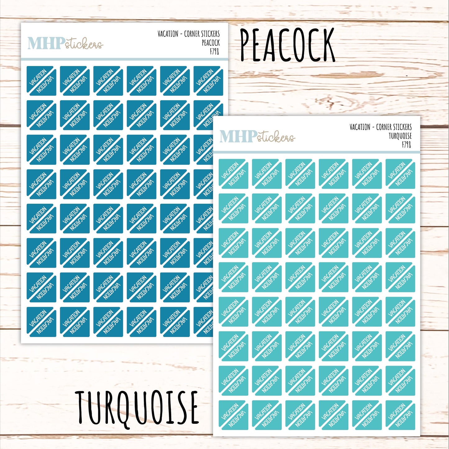 VACATION Corner Planner Stickers for Planners, Calendars, Bullet Journals, and Organizers. || F798