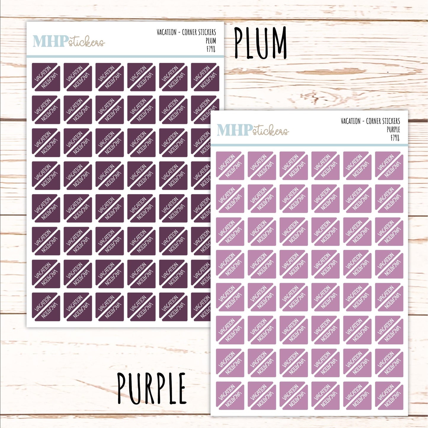 VACATION Corner Planner Stickers for Planners, Calendars, Bullet Journals, and Organizers. || F798