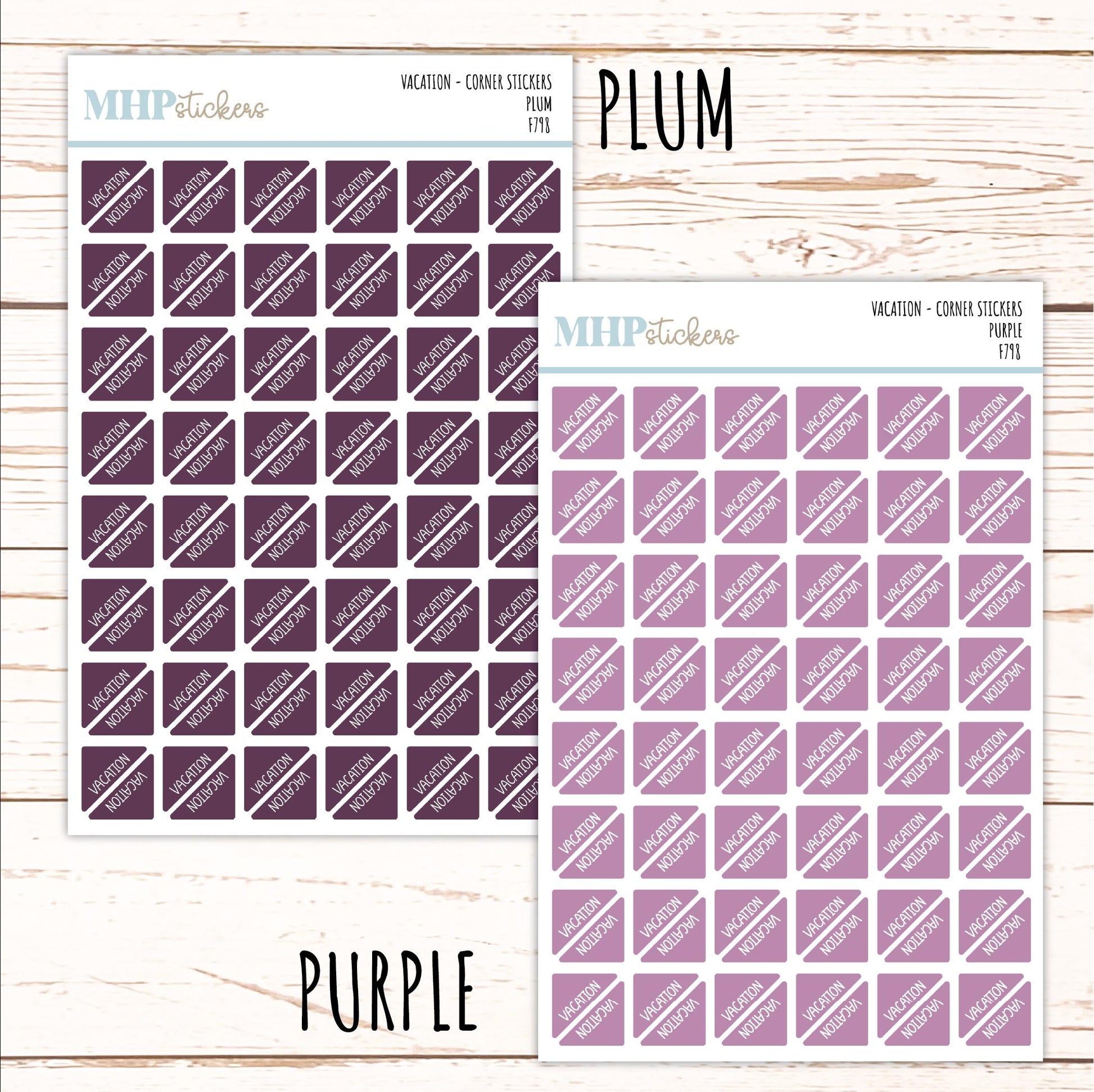 VACATION Corner Planner Stickers for Planners, Calendars, Bullet Journals, and Organizers. || F798