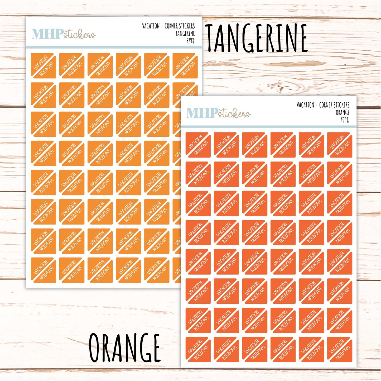VACATION Corner Planner Stickers for Planners, Calendars, Bullet Journals, and Organizers. || F798