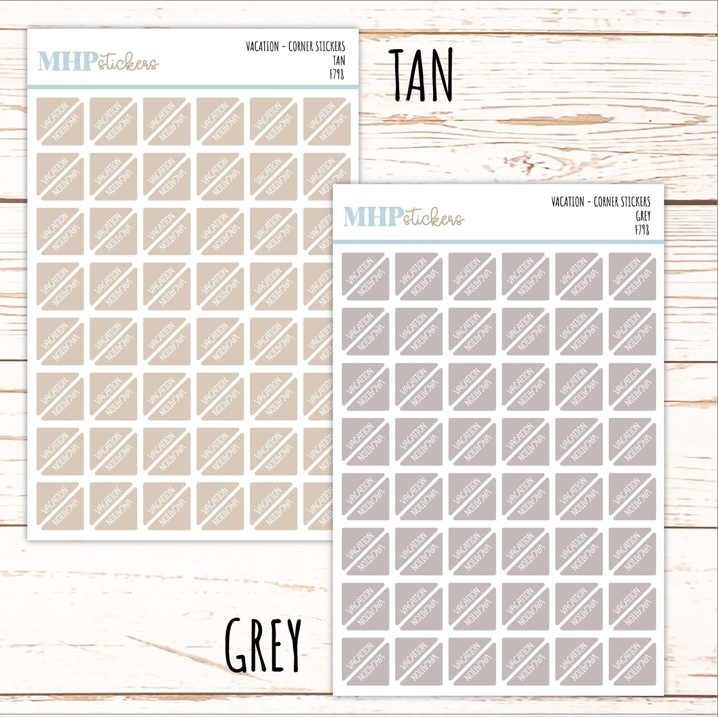 VACATION Corner Planner Stickers for Planners, Calendars, Bullet Journals, and Organizers. || F798