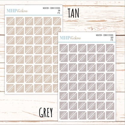 VACATION Corner Planner Stickers for Planners, Calendars, Bullet Journals, and Organizers. || F798