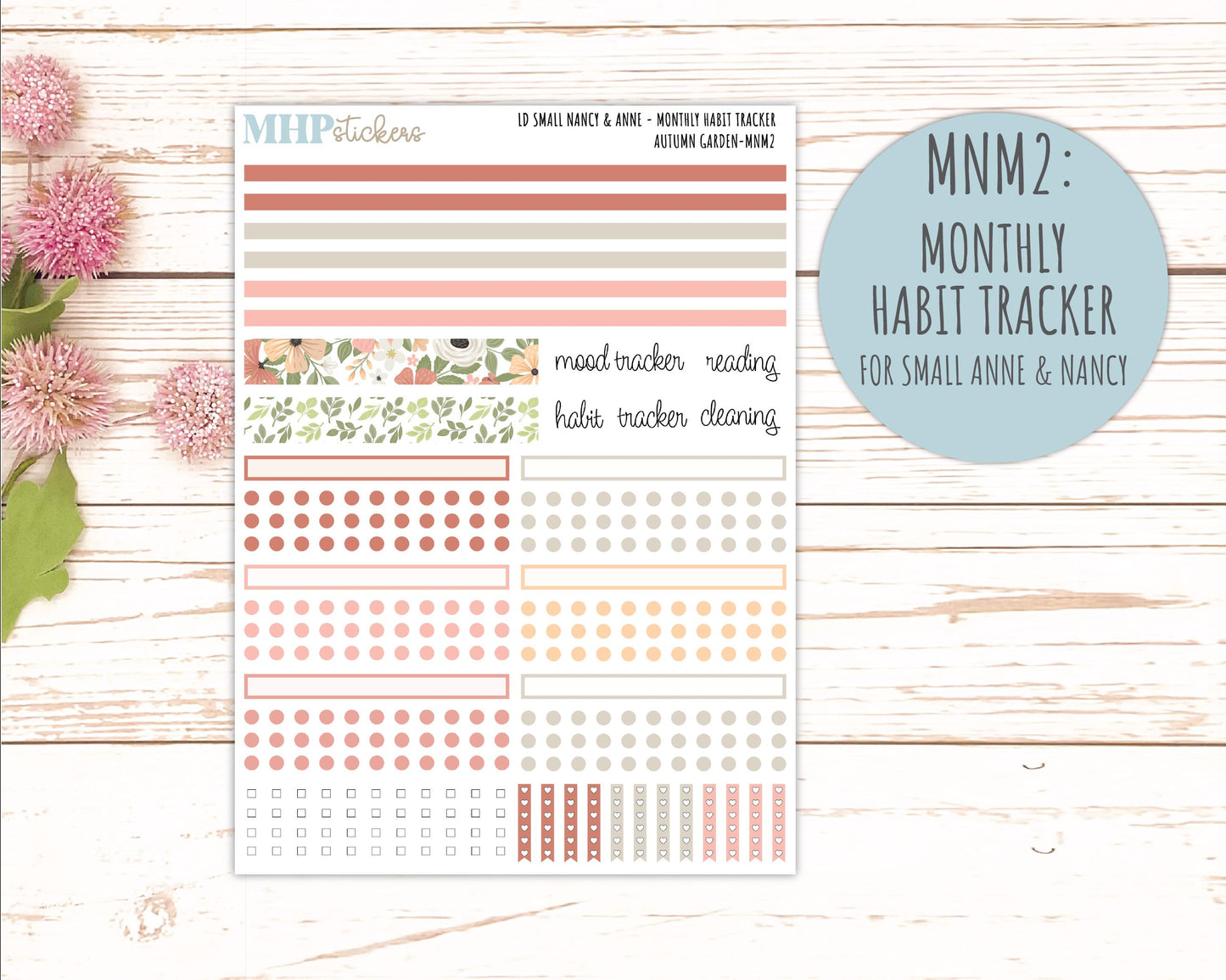 SEPTEMBER 2026 Stickers for Small Nancy & Anne Laurel Denise Planners "Autumn Garden" || MN