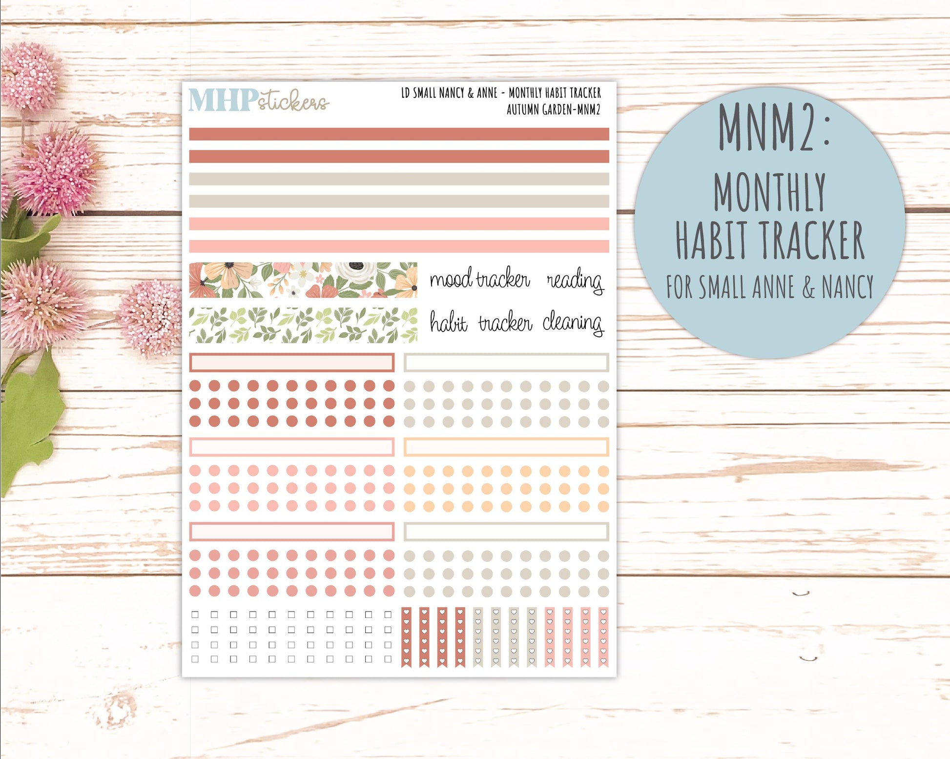 SEPTEMBER 2026 Stickers for Small Nancy & Anne Laurel Denise Planners "Autumn Garden" || MN