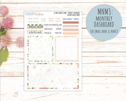 SEPTEMBER 2026 Stickers for Small Nancy & Anne Laurel Denise Planners "Autumn Garden" || MN