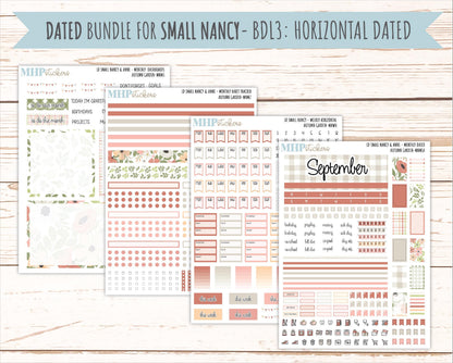 SEPTEMBER 2026 Stickers for Small Nancy & Anne Laurel Denise Planners "Autumn Garden" || MN
