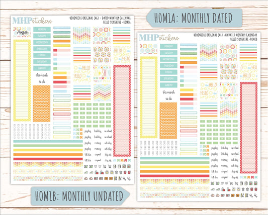 AUGUST 2026 Stickers for Hobonichi Techo Original. A6 Planners "Hello Sunshine" || HO
