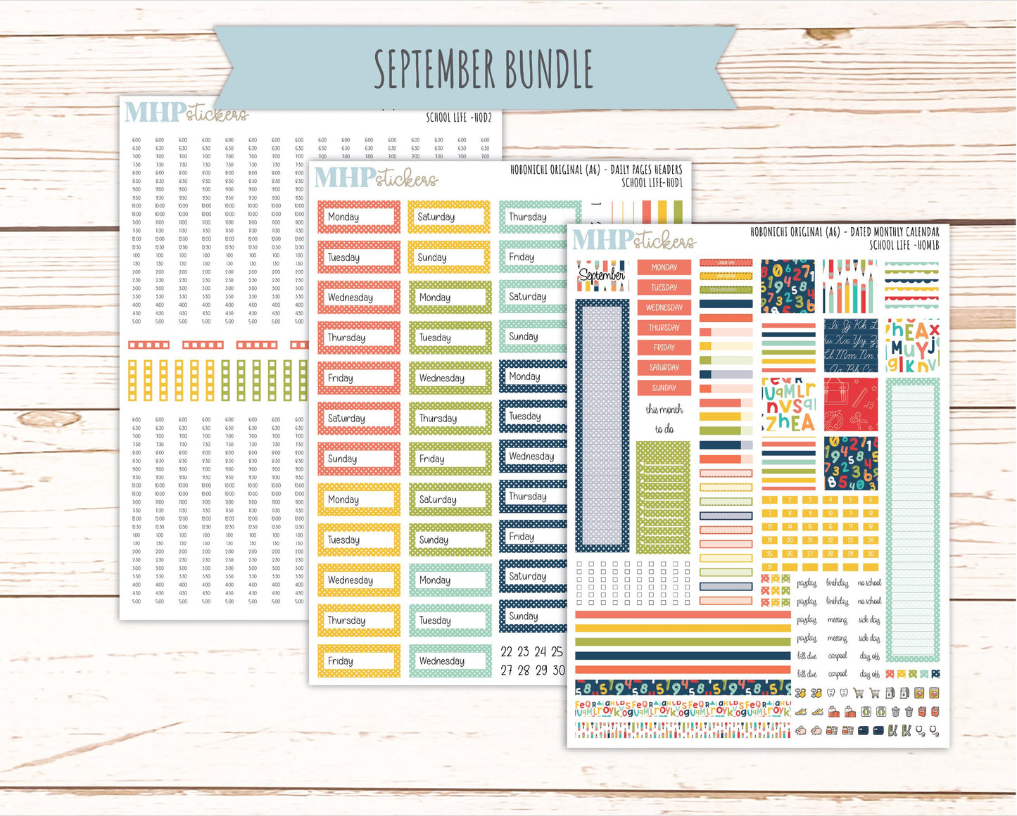 AUGUST & SEPTEMBER 2026 Stickers for Hobonichi Techo Original. A6 Planners "School Life" || HO